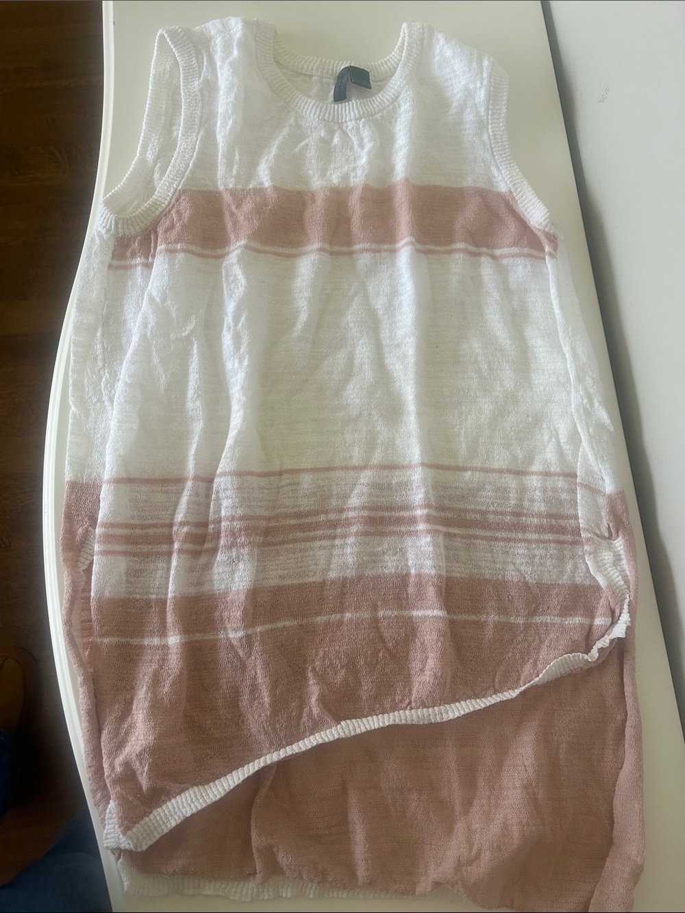 Women's Sleeveless Knit Tank Top - White & Dusty Rose